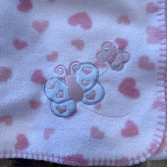 Just Born Pink Baby Blanket Butterfly Fleece Baby Blanket Girls - Picture 2 of 6